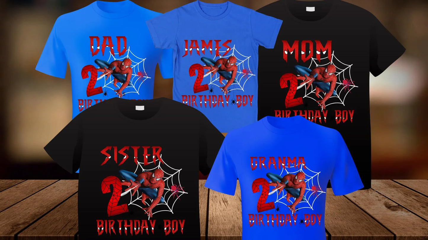 Spiderman Birthday Boy Shirt, Family Matching T-Shirts