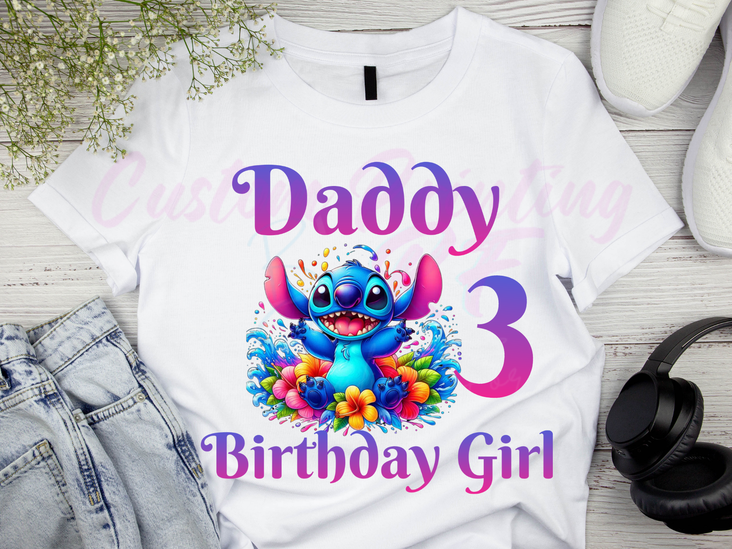 Stitch Birthday Girl Shirt, Family Matching T-Shirts