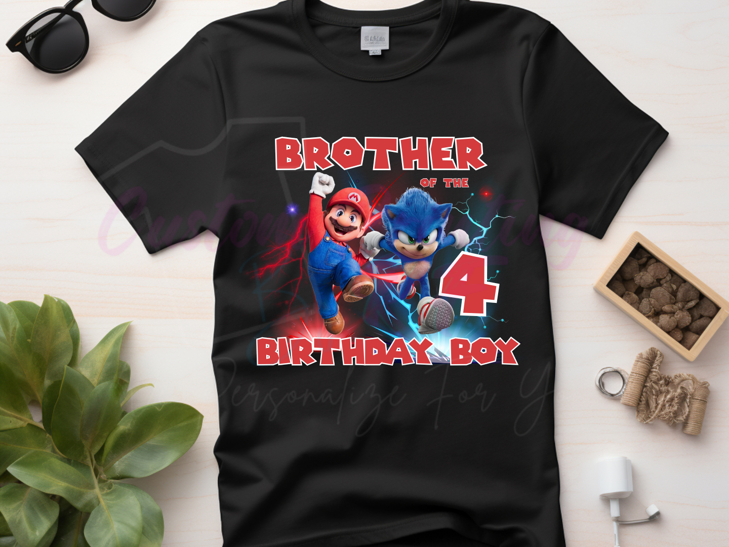 Mario Bro Custom Birthday Boy Shirt, Family Matching Custom T-Shirts