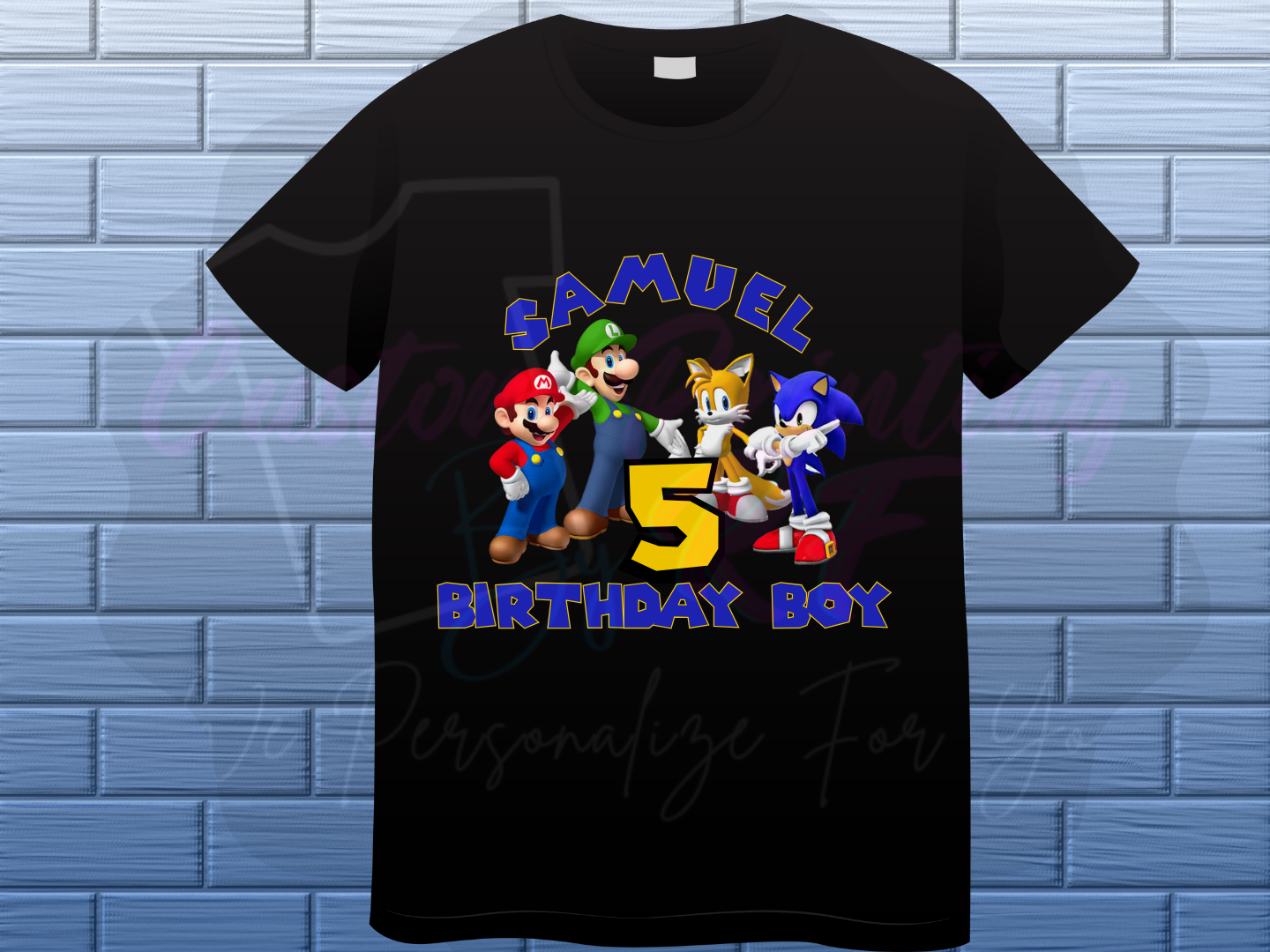 Mario Bro Birthday Boy Shirt, Family Matching Custom T-Shirts