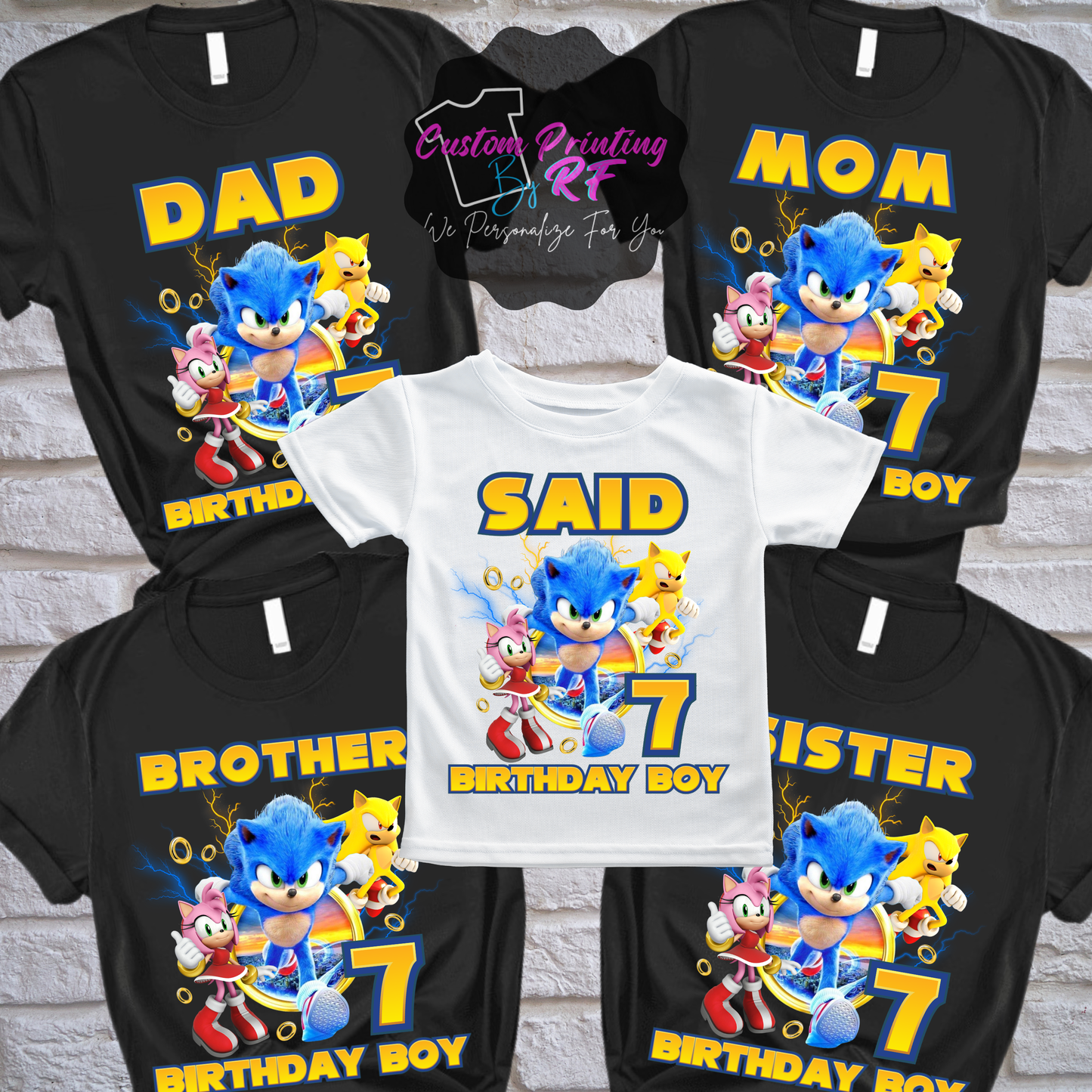 Sonic the Hedgehog Birthday Shirt, Family Matching T-Shirts
