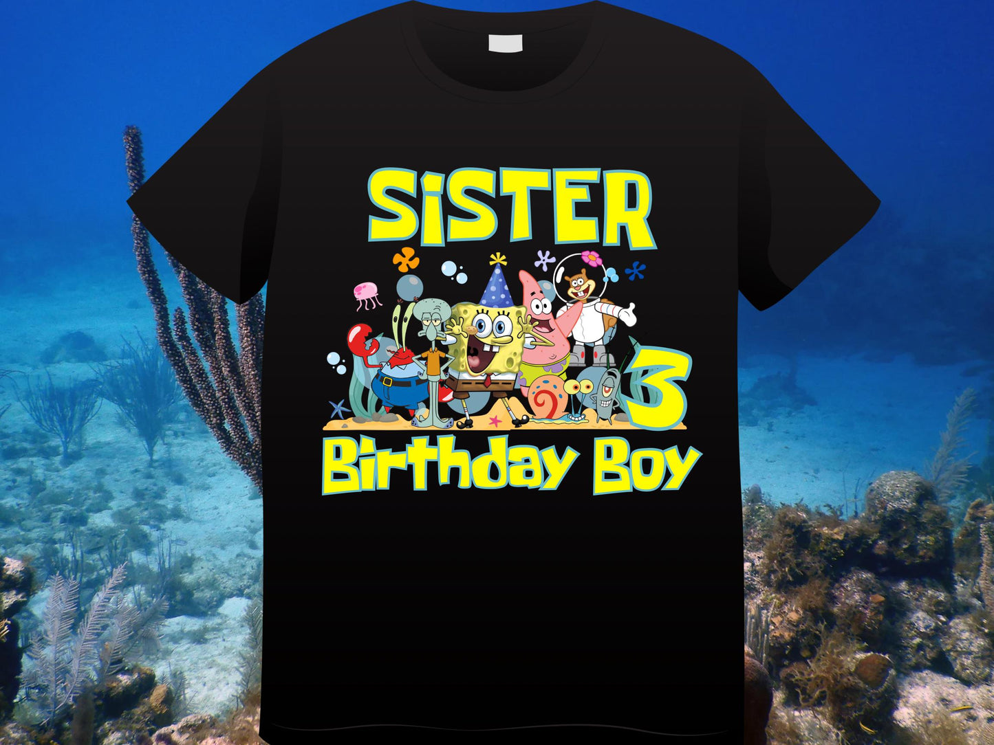 Spongebob Birthday Boy Shirt, Family Matching T-Shirts