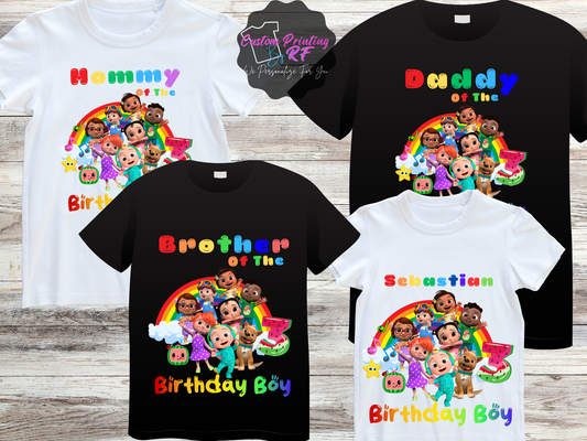 Cocomelon Toddler Birthday Shirt, Family Matching T-Shirts