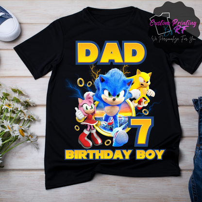 Sonic the Hedgehog Birthday Shirt, Family Matching T-Shirts
