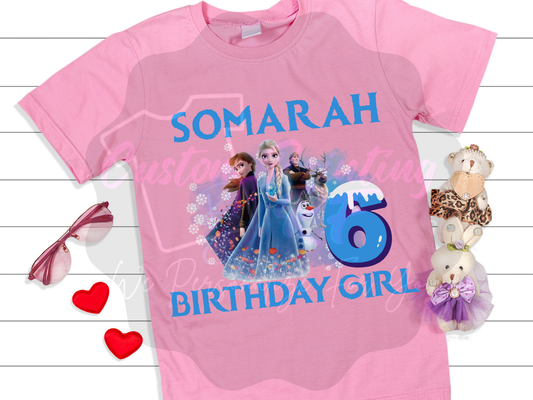 Disney Frozen Birthday Shirt Girl, Family Matching T-Shirts