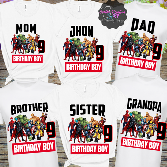 Marvel Birthday Boy Shirt, Family Matching T-Shirts