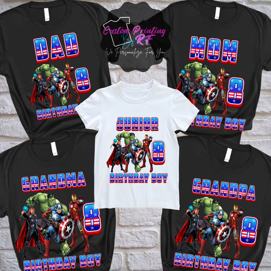 Marvel Birthday Boy Shirt, Custom Family Matching T-Shirts