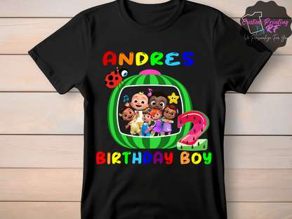 Cocomelon Toddler Birthday Shirt, Custom Family Matching T-Shirts