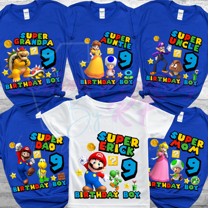 Mario Bro Birthday Boy Shirt, CustomFamily Matching T-Shirts