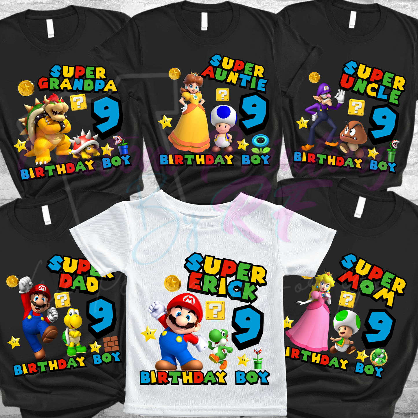 Mario Bro Birthday Boy Shirt, CustomFamily Matching T-Shirts