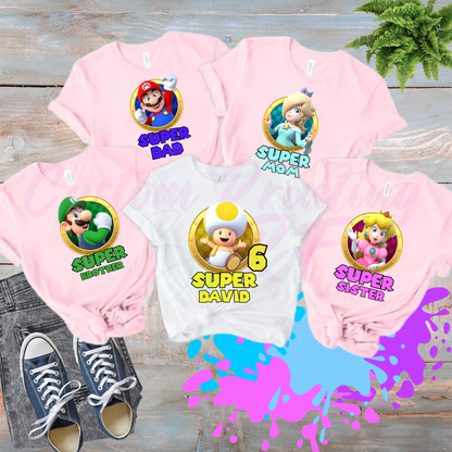 Mario Bro Birthday Boy Shirt, Custom Family Matching T-Shirts
