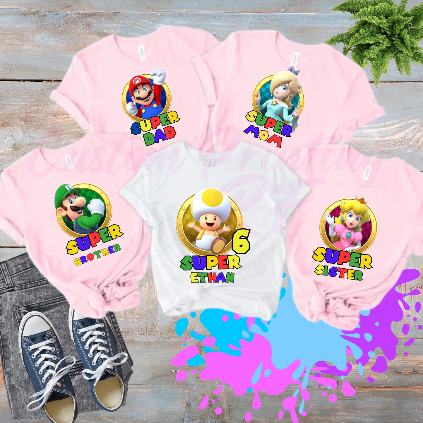 Mario Bro Birthday Boy Shirt, Custom Family Matching T-Shirts