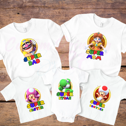 Mario Bro Birthday Boy Shirt, Custom Family Matching T-Shirts