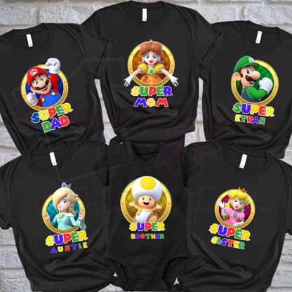 Mario Bro Birthday Boy Shirt, Custom Family Matching T-Shirts