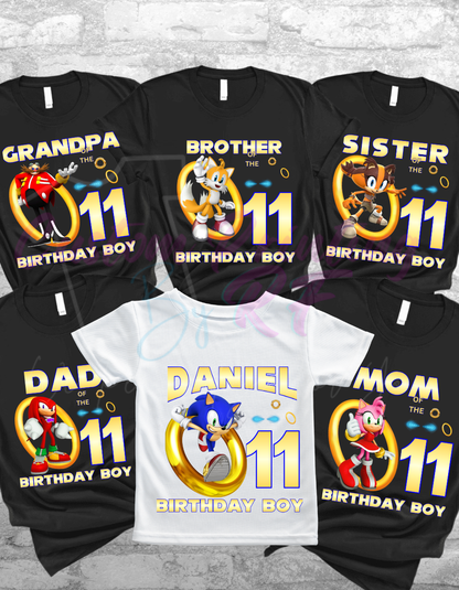 Sonic Birthday Shirt, Family Matching T-Shirts