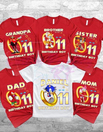 Sonic Birthday Shirt, Family Matching T-Shirts