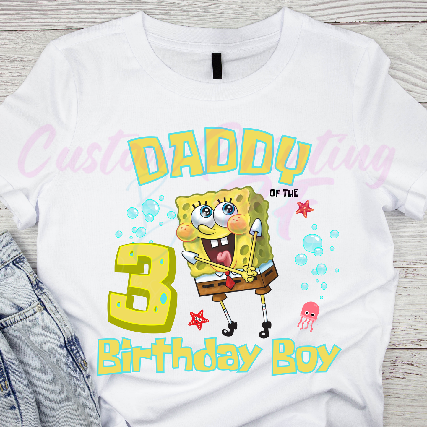 Spongebob Birthday Boy Shirt, Family Matching T-Shirts