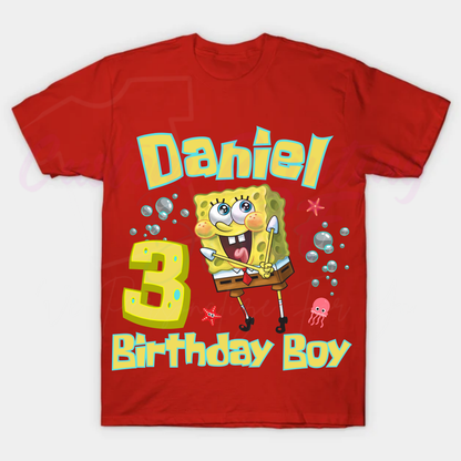 Spongebob Birthday Boy Shirt, Family Matching T-Shirts