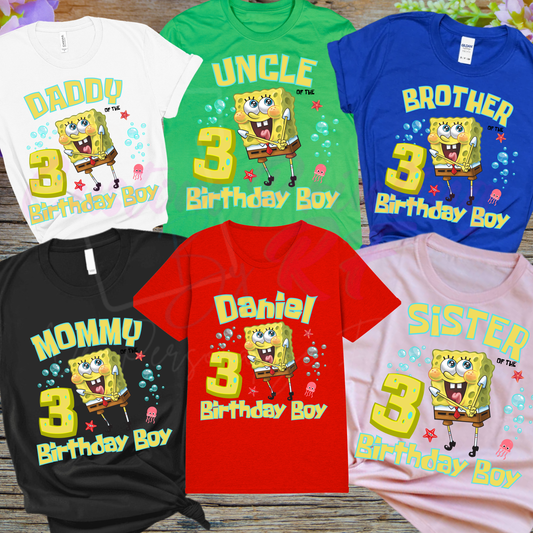 Spongebob Birthday Boy Shirt, Family Matching T-Shirts