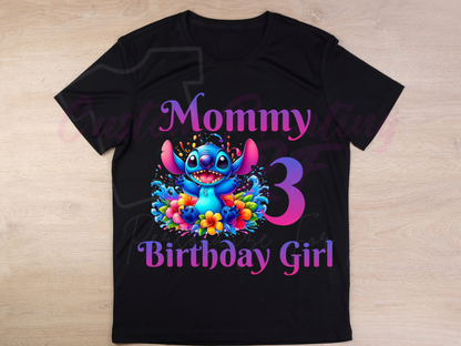 Stitch Birthday Girl Shirt, Family Matching T-Shirts