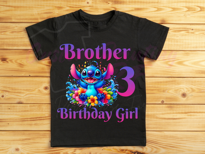 Stitch Birthday Girl Shirt, Family Matching T-Shirts