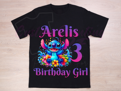 Stitch Birthday Girl Shirt, Family Matching T-Shirts