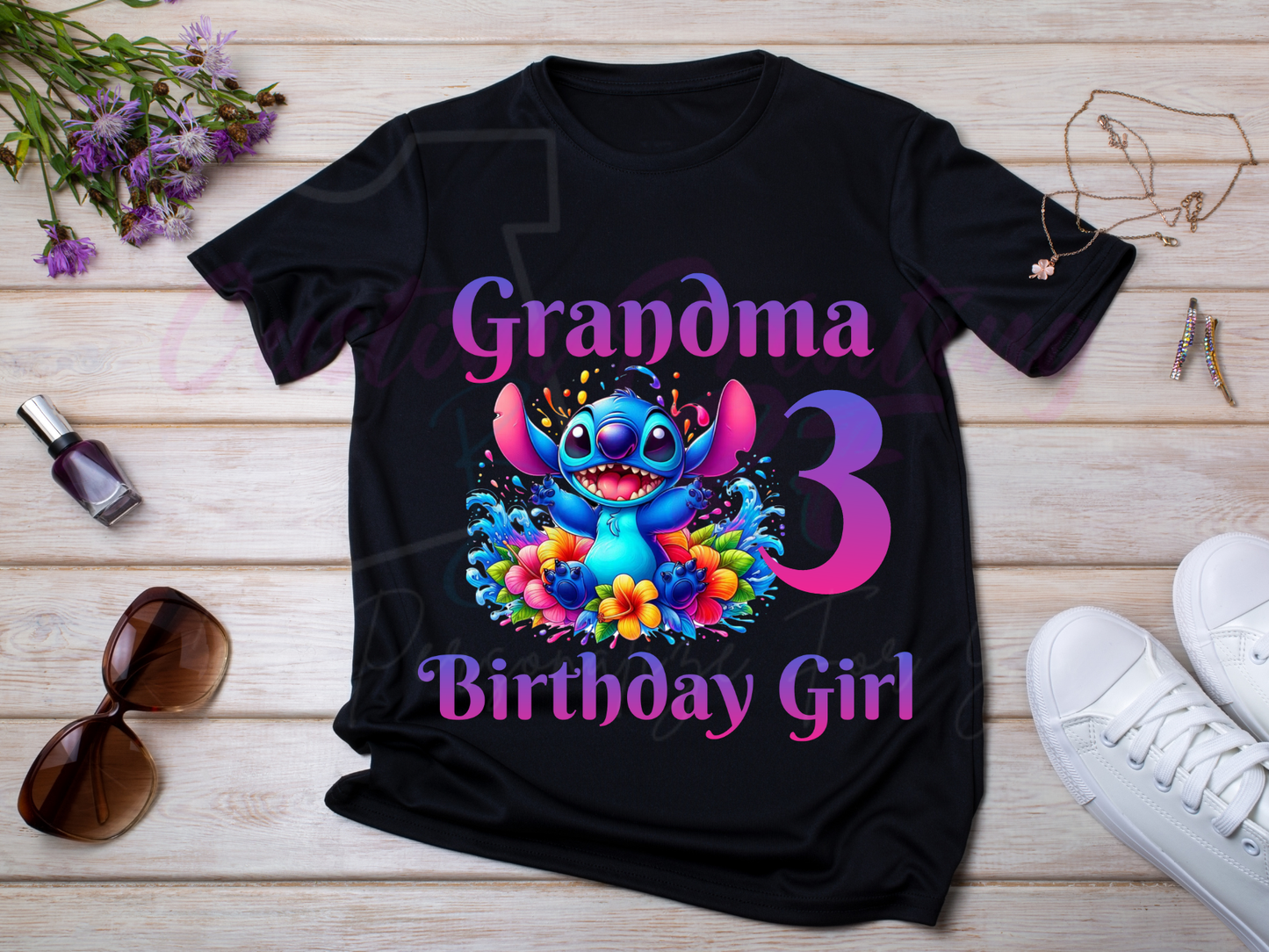 Stitch Birthday Girl Shirt, Family Matching T-Shirts