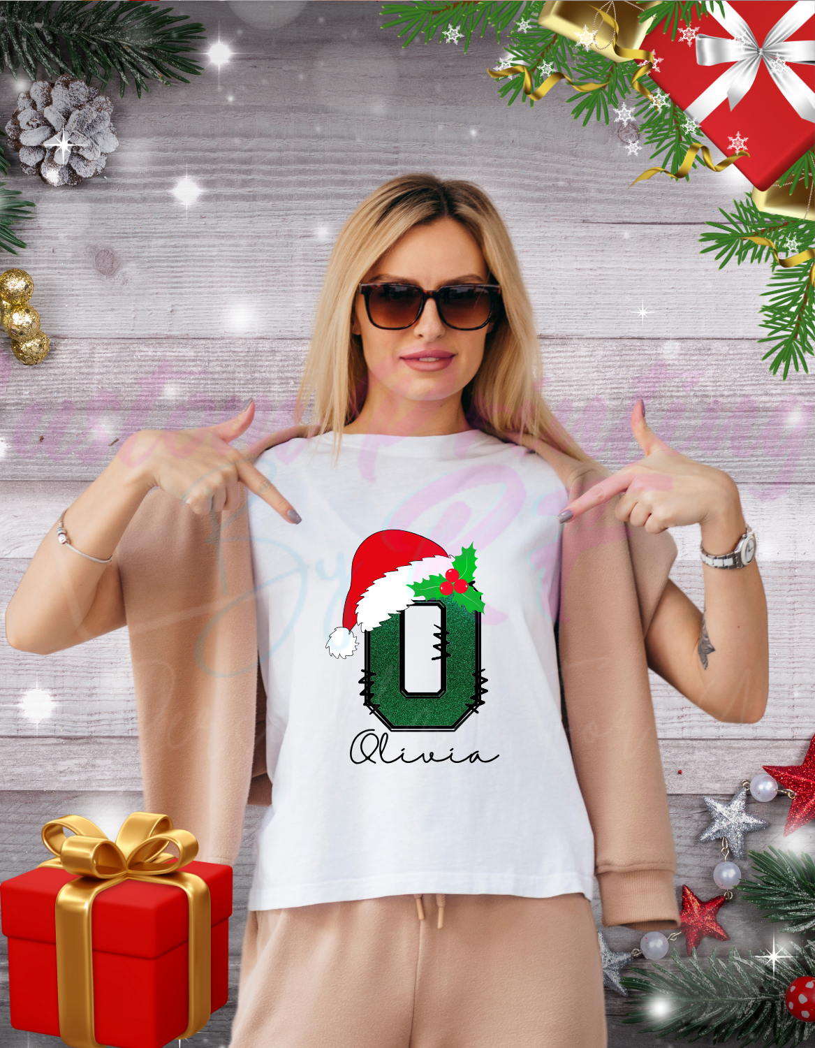 Christmas Family 2025 Santa Hat Deer Name Custom Shirts, Personalized Family Matching Shirt