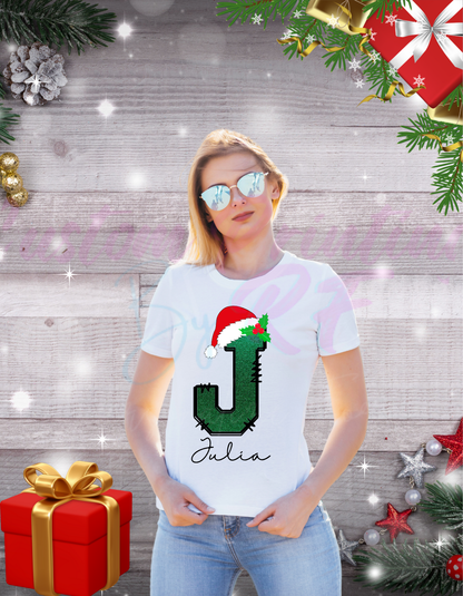 Christmas Family 2025 Santa Hat Deer Name Custom Shirts, Personalized Family Matching Shirt