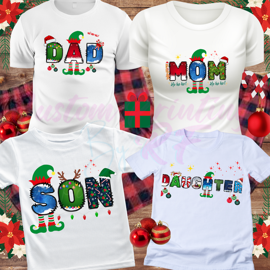 Christmas Elf Hat Family Matching Shirts, Personalized Family Matching Shirt