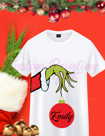 Christmas Grinch hand Family Matching Shirts, Personalized Family Matching Shirt