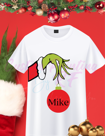Christmas Grinch hand Family Matching Shirts, Personalized Family Matching Shirt