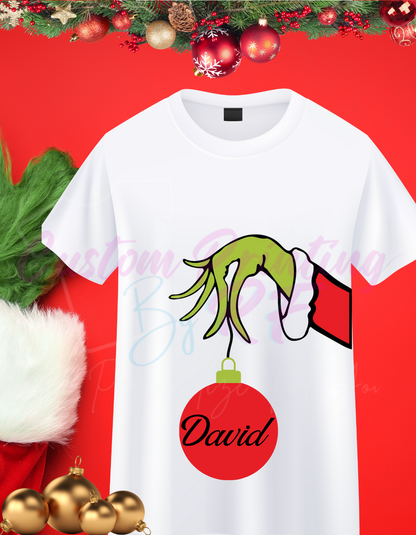 Christmas Grinch hand Family Matching Shirts, Personalized Family Matching Shirt