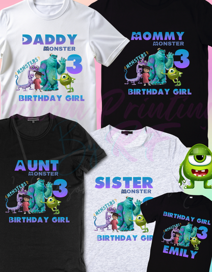 Monster inc Disney Birthday Shirt, Family Matching T-Shirts