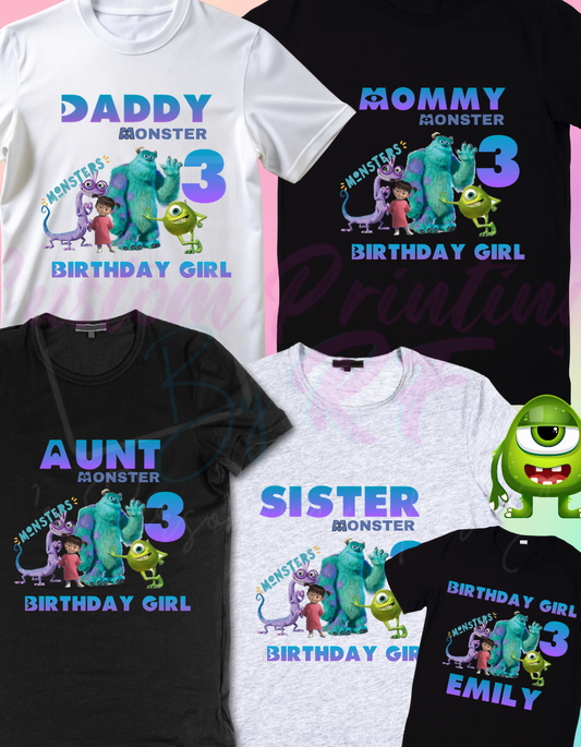 Monster inc Disney Birthday Shirt, Family Matching T-Shirts