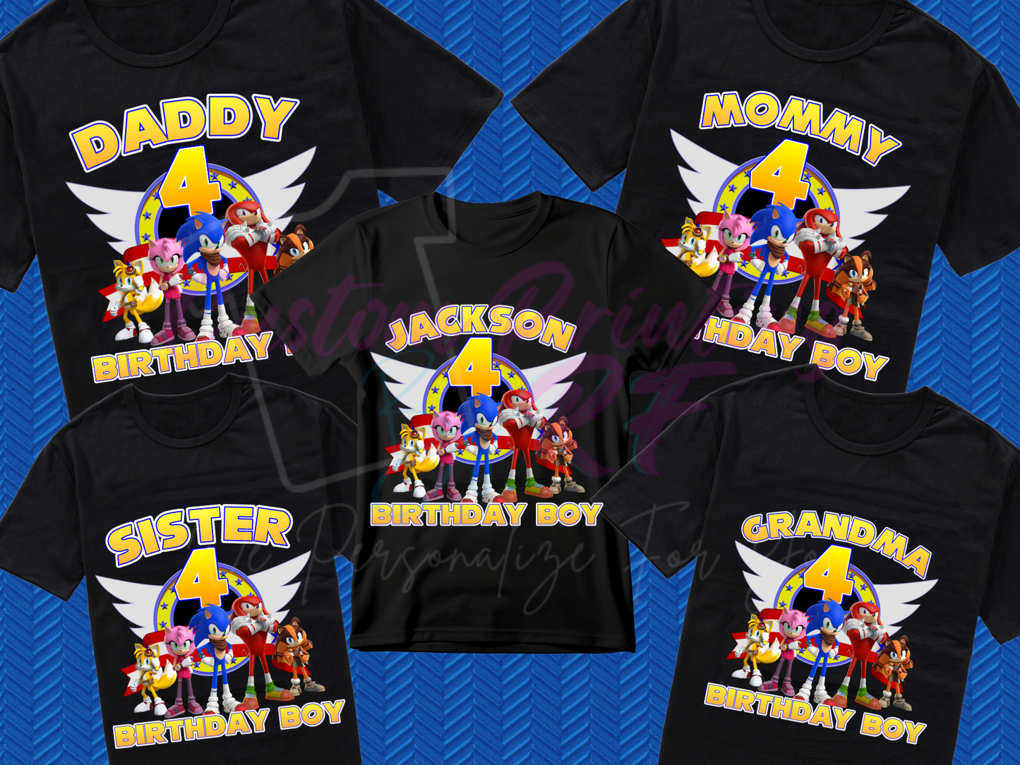 Sonic the Hedgehog Birthday Shirt, Custom Family Matching T-Shirts