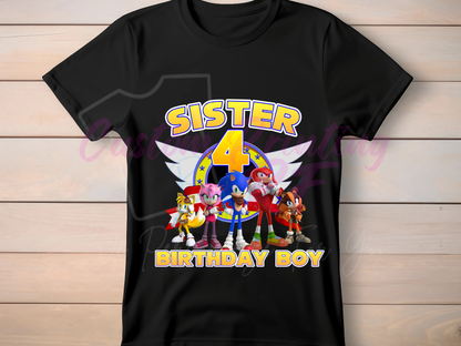 Sonic the Hedgehog Birthday Shirt, Custom Family Matching T-Shirts