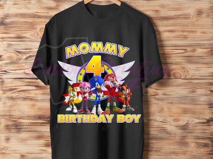 Sonic the Hedgehog Birthday Shirt, Custom Family Matching T-Shirts