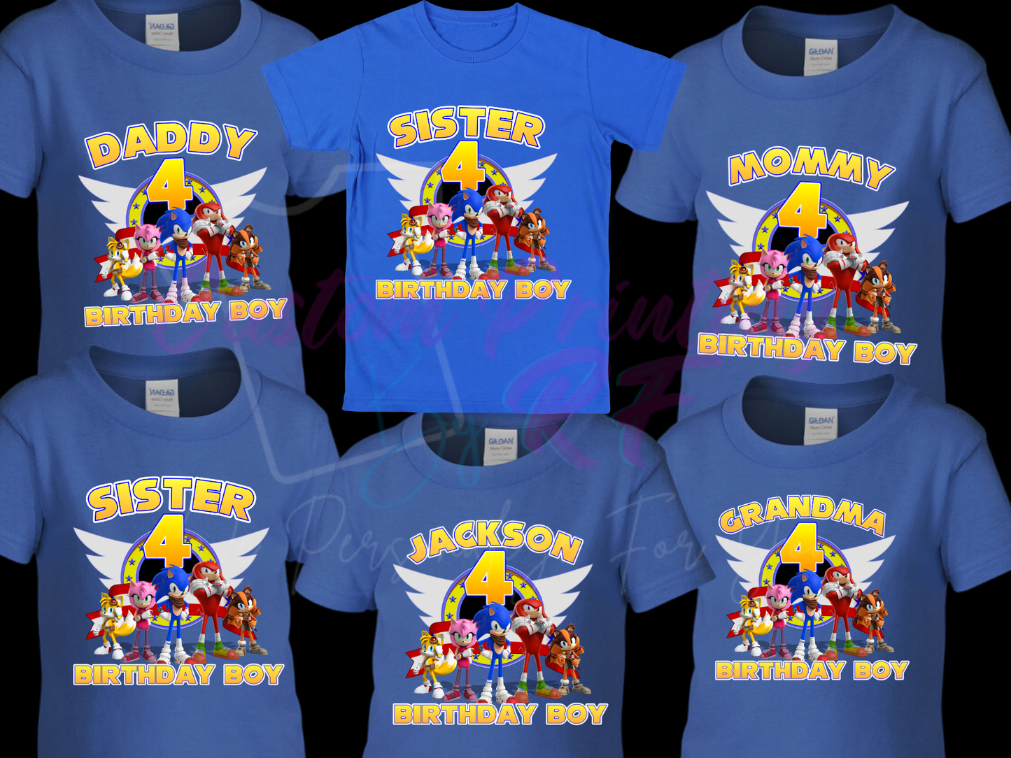Sonic the Hedgehog Birthday Shirt, Custom Family Matching T-Shirts