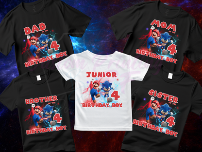 Mario Bro Custom Birthday Boy Shirt, Family Matching Custom T-Shirts
