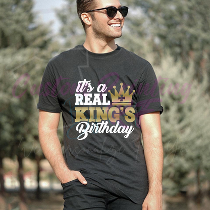 It’s a Real King 50th Birthday Shirt  Friends and Family Matching Birthday Crew T-Shirt