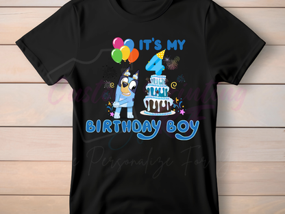 Bluey Custom Birthday Shirt, Family Matching Personalized Birthday Tee