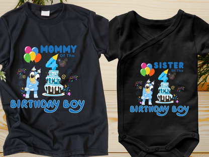 Bluey Custom Birthday Shirt, Family Matching Personalized Birthday Tee