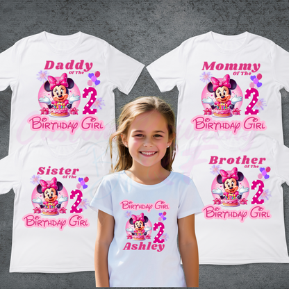 Disney Minnie Mouse Birthday Shirt Girl, Family Matching T-Shirts
