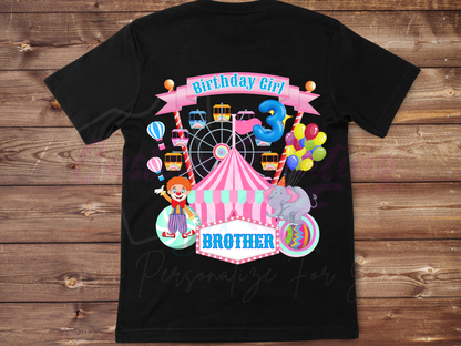 Birthday Girl Carnival Custom Family Matching Party Tees, Circus Birthday Shirt
