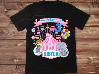 Birthday Girl Carnival Custom Family Matching Party Tees, Circus Birthday Shirt