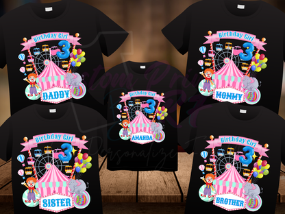 Birthday Girl Carnival Custom Family Matching Party Tees, Circus Birthday Shirt