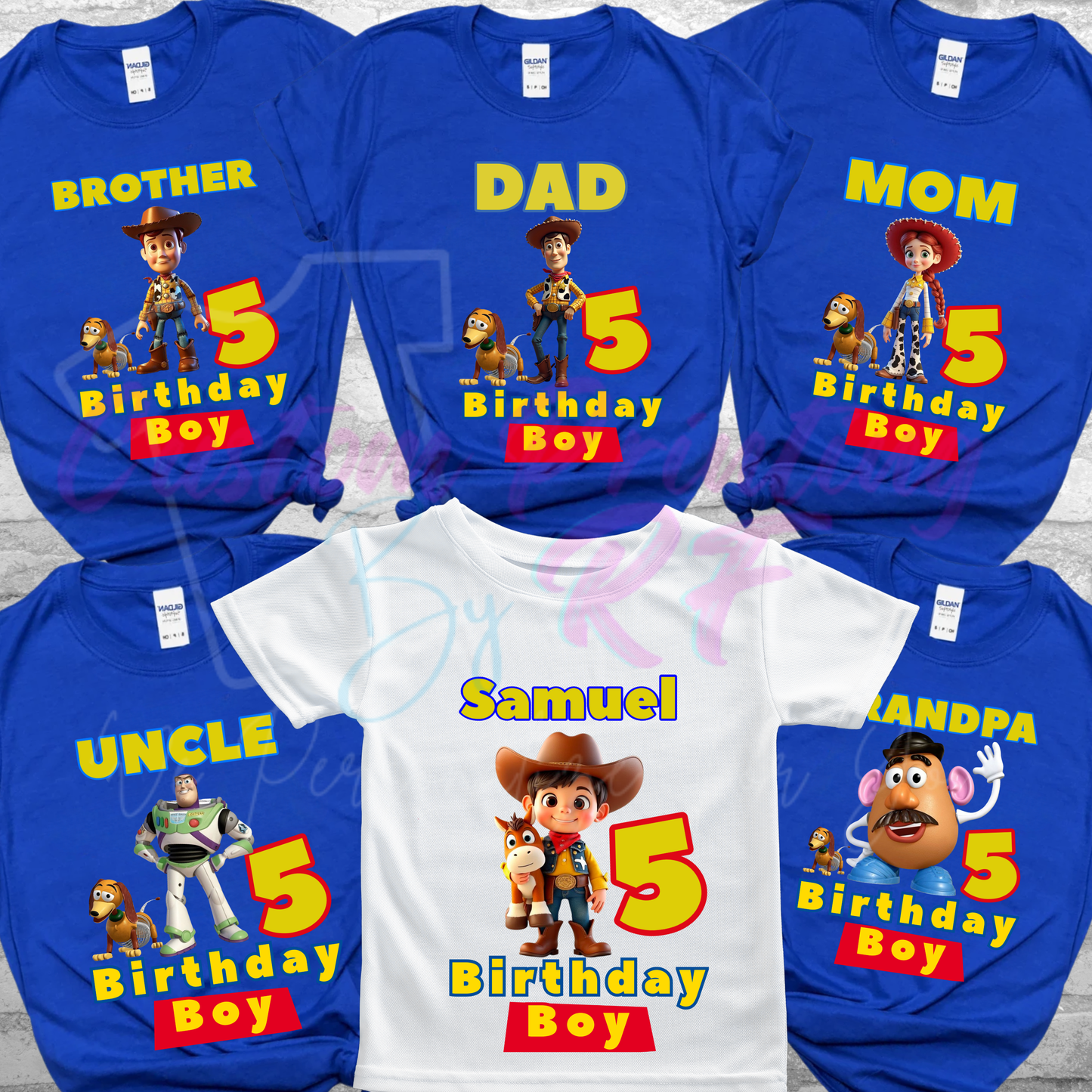 Toy Story Woody Buzz Custom Birthday Shirt, Family Matching Personalized Birthday Tee