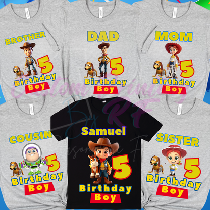 Toy Story Woody Buzz Custom Birthday Shirt, Family Matching Personalized Birthday Tee