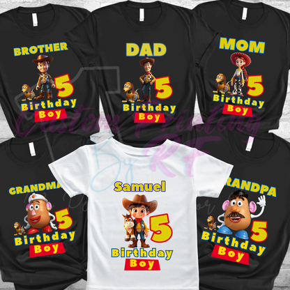 Toy Story Woody Buzz Custom Birthday Shirt, Family Matching Personalized Birthday Tee